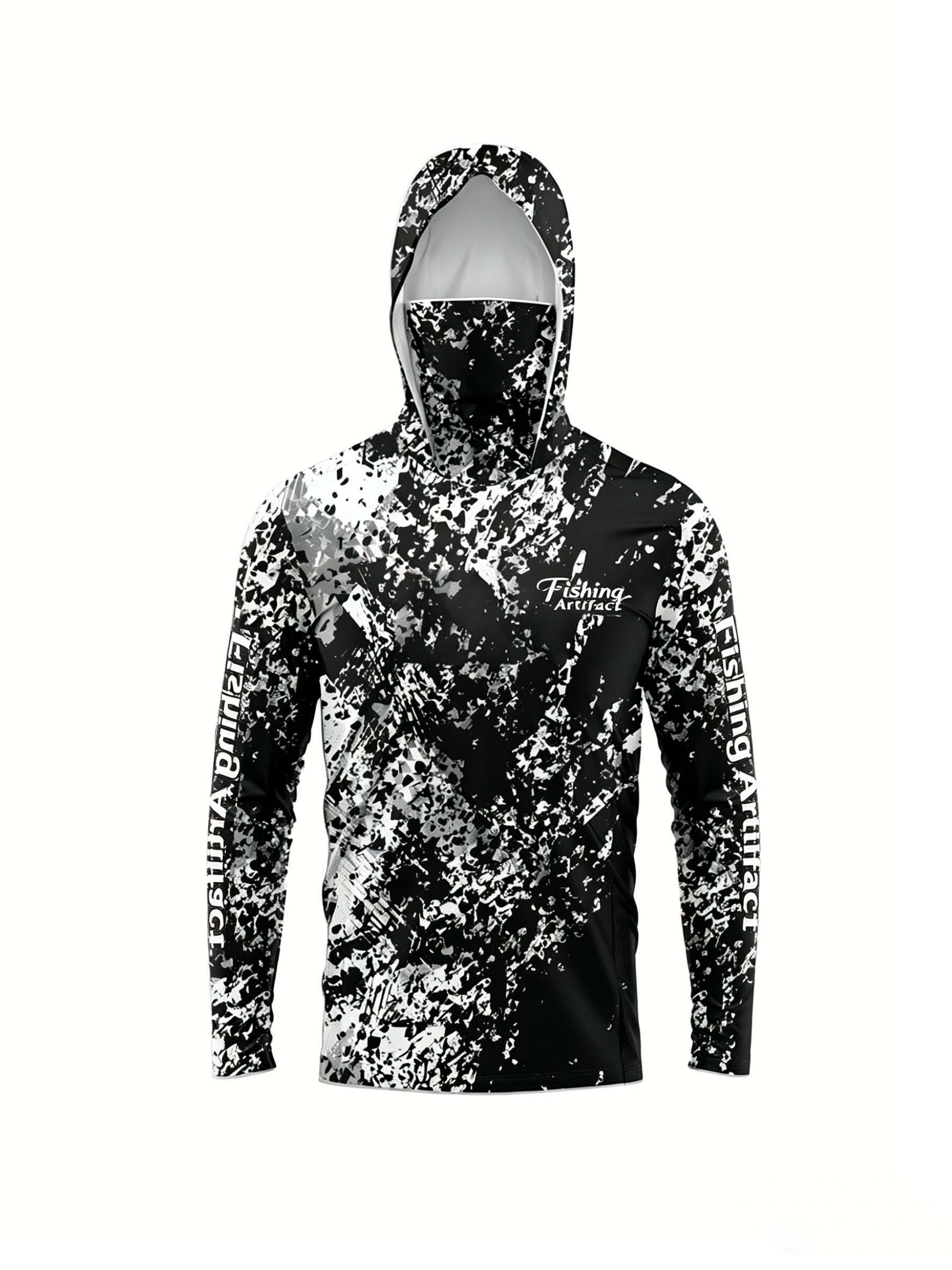Fishing Mask Sun Protection - Heren zomer 3D-geprinte vissershirt met gezichtsmasker,