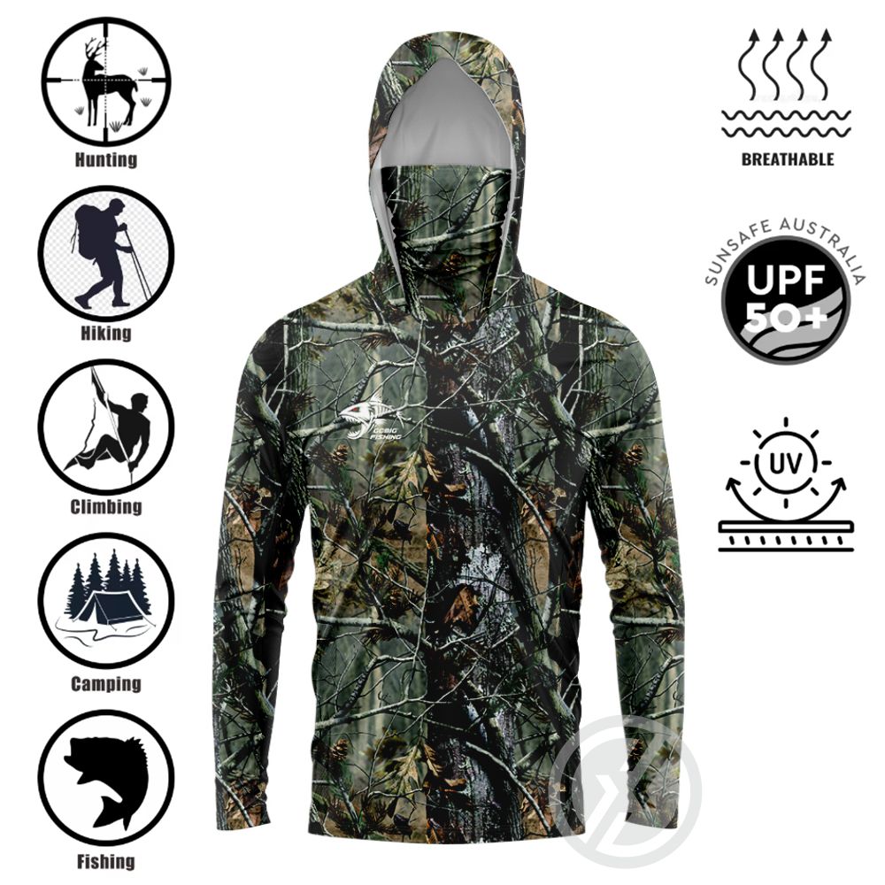 Fishing Shirt Uv Protection - UPF50+ Vissershirt met capuchon, ingebouwde gezichtsbescherming,