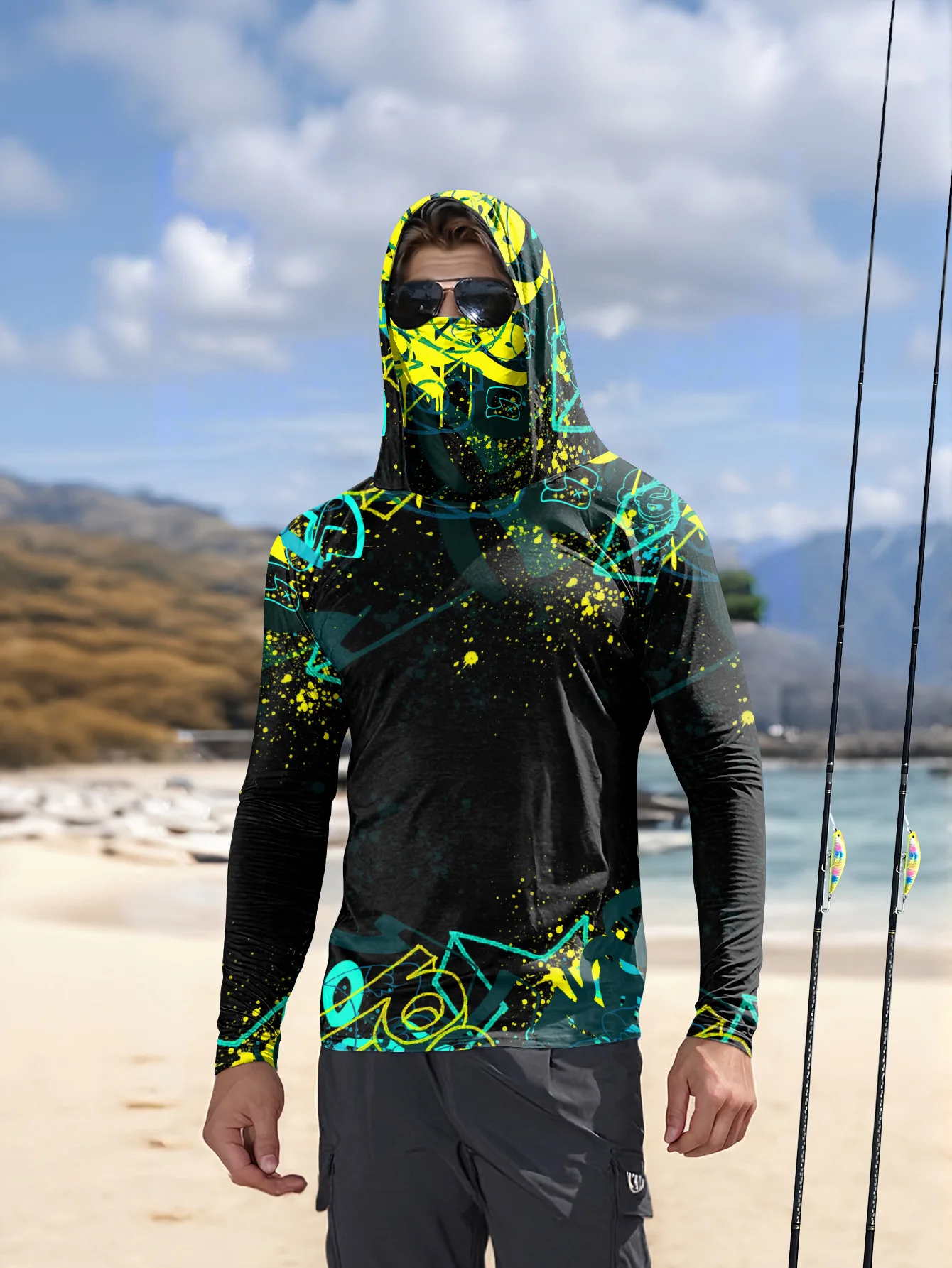 Heren UPF50+ vishoodie met gez - Fishing Mask Sun Protection recensie en prijs